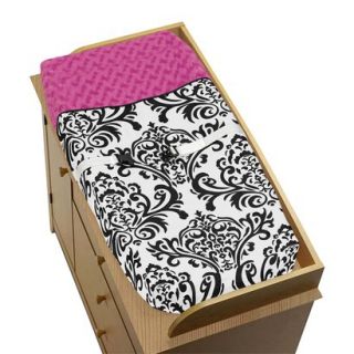 Hot Pink, Black and White Isabella Changing Pad Cover