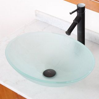Elite Gd12ff371069orb Modern Design Tempered Glass Bathroom Vessel Sink With Faucet Combo