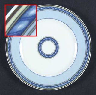 Ceralene Biarritz Salad Plate, Fine China Dinnerware   Blue & Green Border Desig