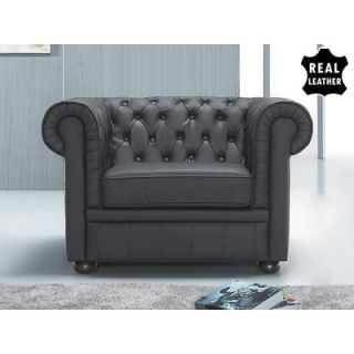 Beliani Chesterfield Leather Armchair 326 Color Black