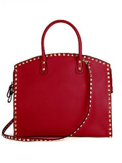 Valentino Studded Dome Tote   Red