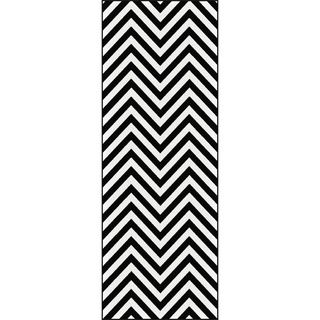 Metropolis Black And White Chevron Area Rug (27 X 73) (PolypropyleneDoes not contain latexConstruction Method Machine madePile Height 0.39 inchStyle ContemporaryPrimary color BlackSecondary colors WhitePattern ChevronTip We recommend the use of a n