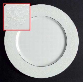 Sango Granada Dinner Plate, Fine China Dinnerware   White Scrolls On     White