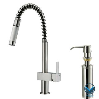Vigo Stainless Steel Pull out Kitchen Faucet With Soap Dispenser