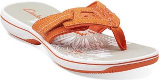 Womens Clarks Breeze Eloie   Orange Synthetic Thong Sandals