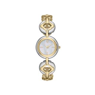 Womens Mother of Pearl Crystal Accent Bracelet Watch, Twotone