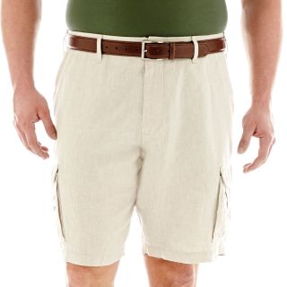CLAIBORNE Linen Cotton Cargo Shorts Big and Tall, Sand, Mens