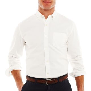 St. Johns Bay Button Front Oxford Shirt, White, Mens