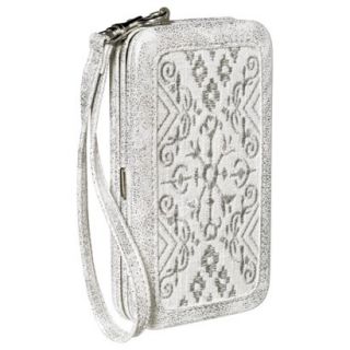 Merona Silver Embroidered Phone Case Wallet with Removable Wristlet Strap  