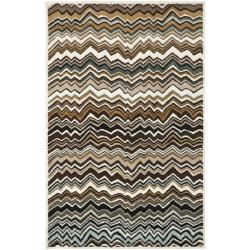 Handmade Chatham Zig Zag Brown New Zealand Wool Rug (4 X 6)