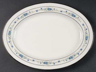 Noritake Norma 13 Oval Serving Platter, Fine China Dinnerware   Blue Flower W/R