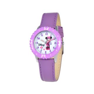 Disney Kids Time Teacher Minnie Leather Watch, Girls