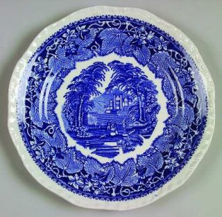 Masons Vista Blue Salad Plate, Fine China Dinnerware   Blue Leaves,Landscape,No