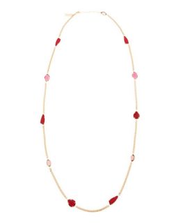 Dottie Long Multi Station Necklace, Pink/Red