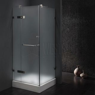 Vigo Industries VG6011CHMT32WR Shower Enclosure, 32 x 32 Frameless 3/8 w/Right Base Frosted/Chrome