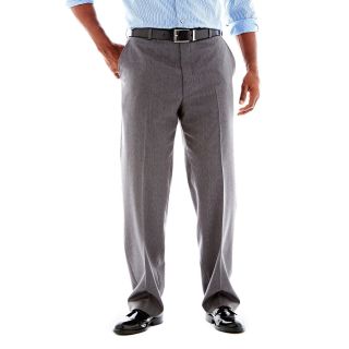 Stafford Travel Flat Front Trousers   Portly, Gray, Mens