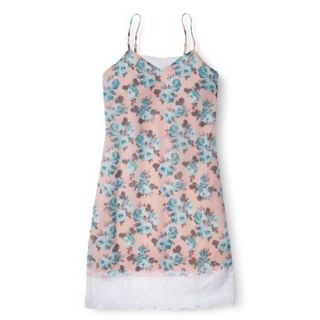 Xhilaration Juniors Printed Slip Dress with Lace Trim   Floral L(11 13)