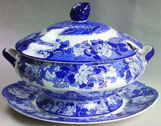 Enoch Wood & Sons English Scenery Blue (Blue Backs,Smooth) Tureen & Lid w/Underp