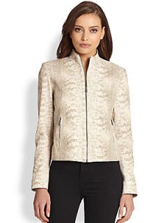 Elie Tahari Leather Cleary Jacket   Natural