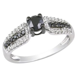 3/4 Carat Black and White Diamond in 10k White Gold Cocktail Ring (Size 7)