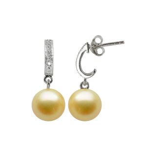 Golden South Sea Pearl & Diamond Accent Earrings, Womens