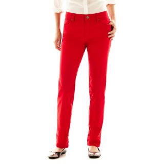 LIZ CLAIBORNE 5 Pocket Boyfriend Jeans, Red, Womens