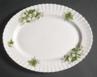 Royal Albert Trillium 12 Oval Serving Platter, Fine China Dinnerware   White Fl