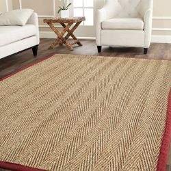 Hand woven Sisal Natural/ Red Seagrass Runner (26 X 8)