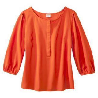 Merona Womens Woven 3/4 Sleeve Blouse   Orange Zing   XL