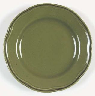 Sabatier Cannes Green Salad Plate, Fine China Dinnerware   All Green, Brown Ring