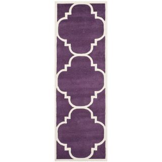 Contemporary Handmade Moroccan Purple Wool Rug (23 X 11)