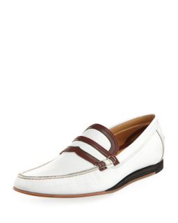 Stewart Tonal Leather Loafer, White