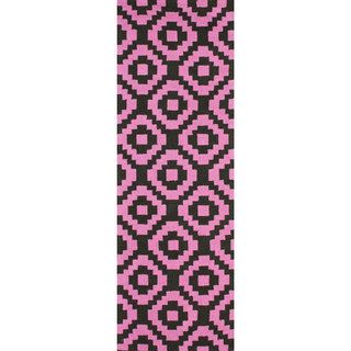 Nuloom Handmade Wool Pixel Trellis Pink Runner Rug (26 X 8)