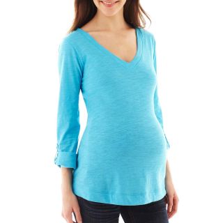 Maternity Roll Sleeve Top, Teal