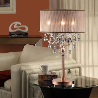 Blais 3 light Copper Crystal Sheer Shade Table Lamp