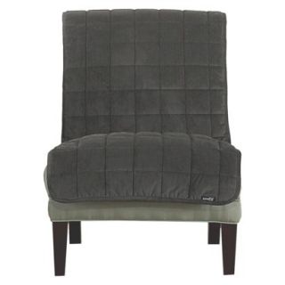 Sure Fit Furniture Friend Quilted Velvet Armless Chair Slipcover   Gray