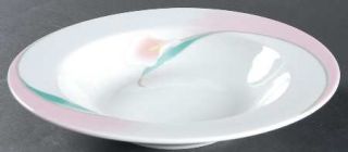 MSC Ballerina Mauve Rim Soup Bowl, Fine China Dinnerware   Mauve Border W/ Pink/