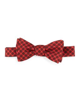 Gingham Silk Bow Tie, Red