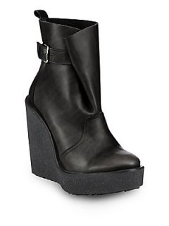 Pierre Hardy Leather Wedge Ankle Boots   Anthra