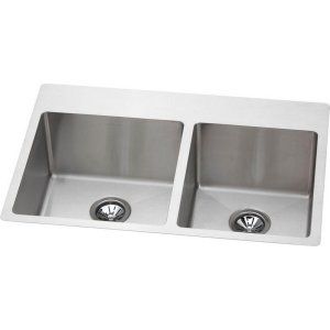 Elkay EFRTUO332210R3 Avado Slim Rim Universal Mount Double Bowl Kitchen Sink, St