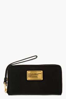 Marc By Marc Jacobs Black Leather Classic Q Wingman Wristlet Wallet