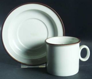 Dansk Epoch Brown Flat Cup & Saucer Set, Fine China Dinnerware   White Body, Bro