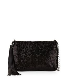 Mimi Sequin Mini Clutch Bag, Black