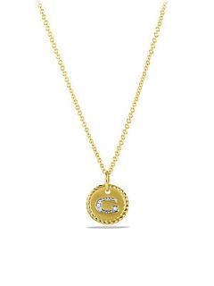 David Yurman Initial Pendant with Diamonds in Gold on Chain   G