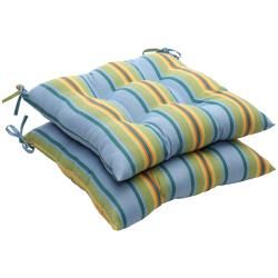 Outdoor Blue/ Green Stripe Tufted Seat Cushions (set Of 2) (Blue/greenMaterials 100 percent polyesterFill 100 percent virgin polyester fiber fillClosure Sewn seam Weather resistant YesUV protection YesCare instructions Spot clean onlyDimensions 19 
