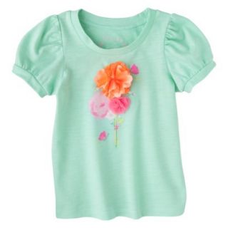 Cherokee Infant Toddler Girls Short Sleeve Flower Tee   Nettle Green 4T
