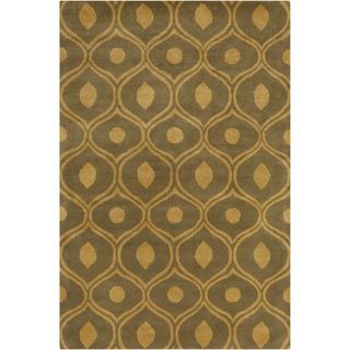 Hand tufted Allie Olive/ Gold Abstract Wool Rug (5 X 76)
