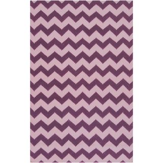 Hand woven Greco Pink Wool Rug (5 X 8)