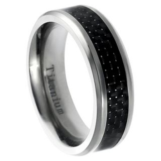 Daxx Mens Titanium Black Carbon Inlay Band (7 mm)   9