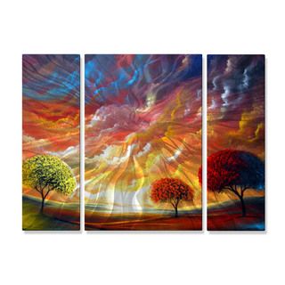 Matthew Hamblen Magic Sunset Metal Wall Art 3 panel Set (LargeSubject LandscapesMedium MetalOuter dimensions 23.5 inches high x 34 inches wide x 1 inches deep )